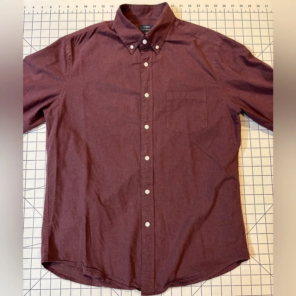 J. Crew Men’s Medium Maroon Heathered‎ Cotton Button Down Shirt